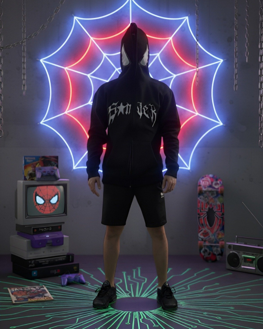 Y2K Spider Zip Up Hoodie