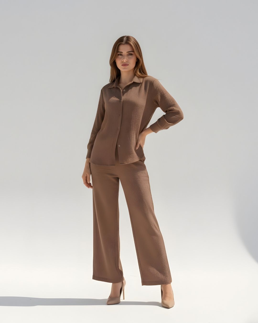 Chocolate Brown Crinkle Co-ord