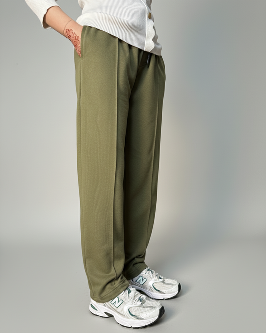 Army Green Pleated Unisex Trouser