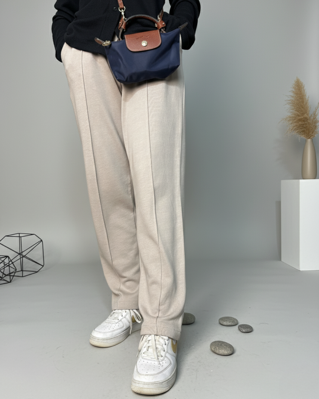 Stone Pleated Unisex Trouser