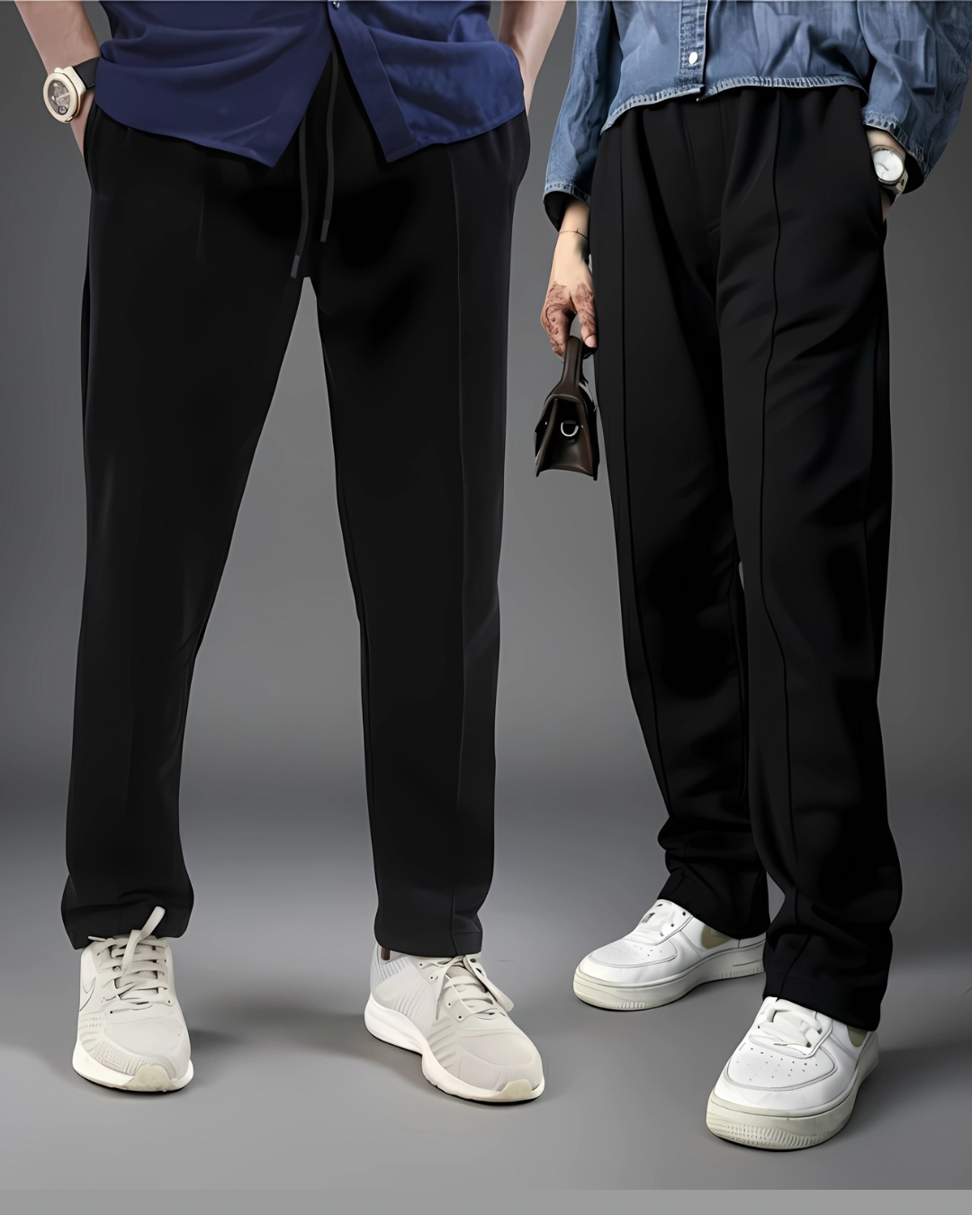 Black Pleated Unisex Trousers