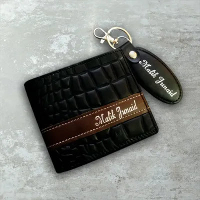 Engraved Crocodile Wallet & Keychain